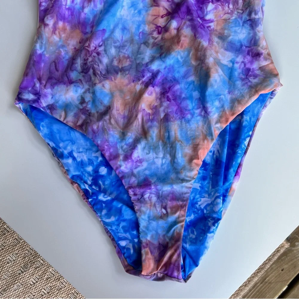 🆕 Soluna Reversible One-Piece Swimsuit Large Multicolor Tie-Dye Halter High Rise - Picture 4 of 13